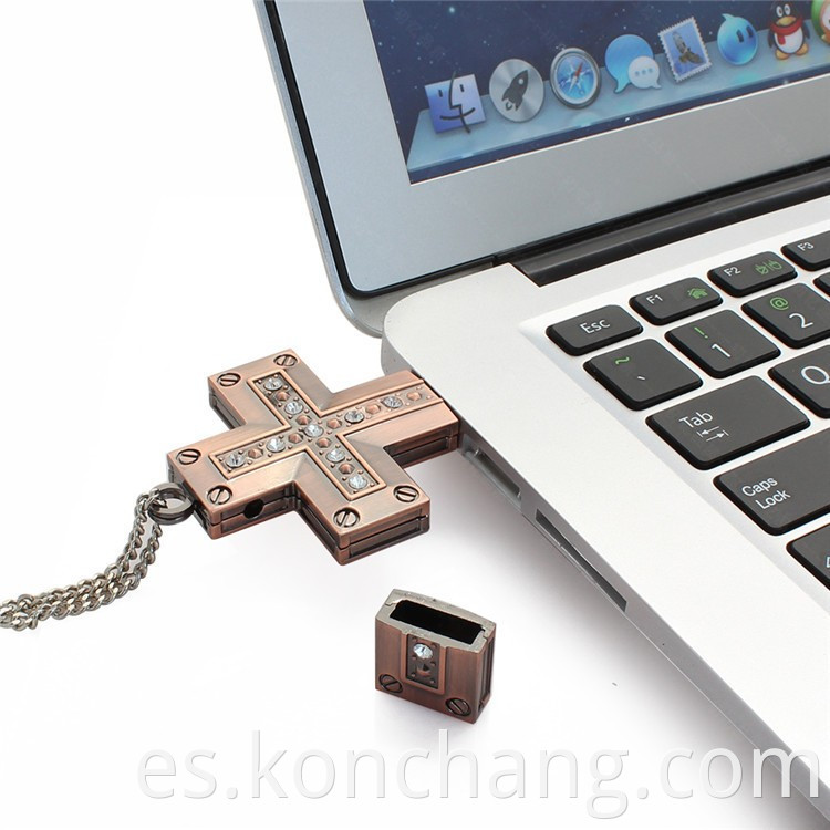 Metal Crystal Cross USB Flash Drive